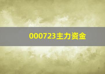 000723主力资金