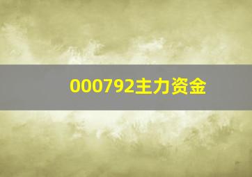 000792主力资金