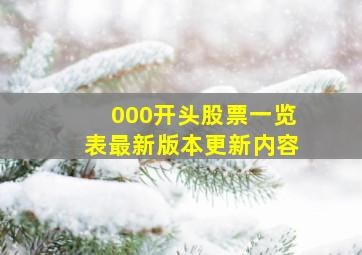 000开头股票一览表最新版本更新内容