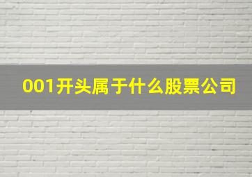 001开头属于什么股票公司