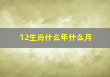 12生肖什么年什么月