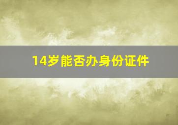 14岁能否办身份证件