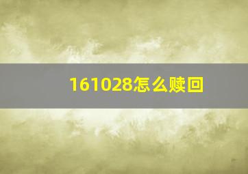 161028怎么赎回