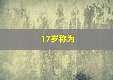 17岁称为