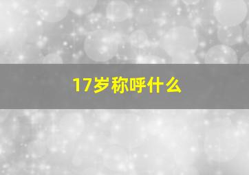 17岁称呼什么