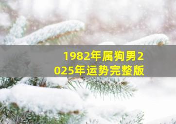 1982年属狗男2025年运势完整版