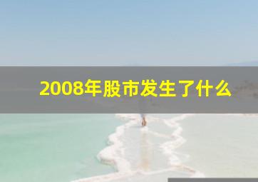 2008年股市发生了什么