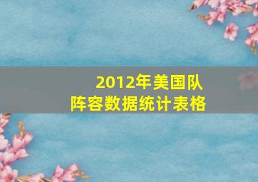 2012年美国队阵容数据统计表格