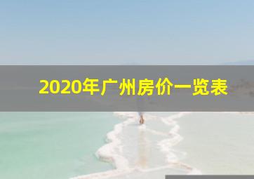 2020年广州房价一览表