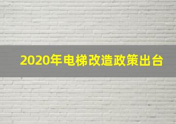 2020年电梯改造政策出台