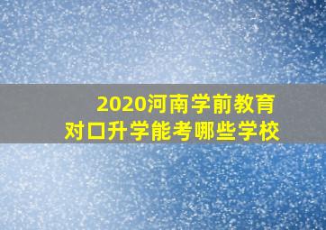 2020河南学前教育对口升学能考哪些学校