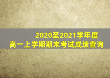 2020至2021学年度高一上学期期末考试成绩查询