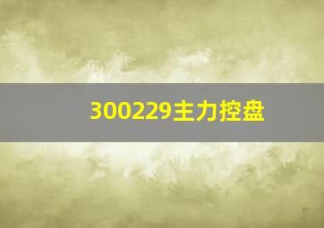 300229主力控盘