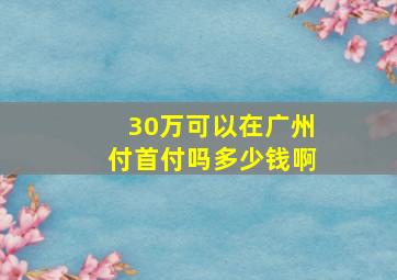 30万可以在广州付首付吗多少钱啊