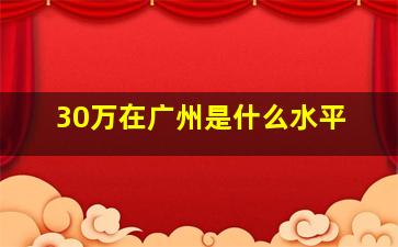 30万在广州是什么水平