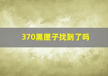 370黑匣子找到了吗