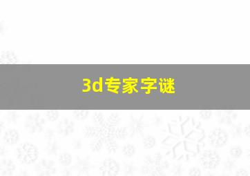 3d专家字谜