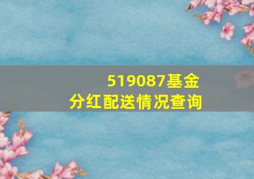 519087基金分红配送情况查询