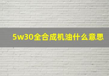 5w30全合成机油什么意思