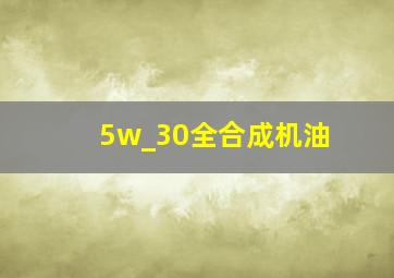 5w_30全合成机油