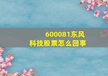 600081东风科技股票怎么回事