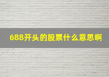 688开头的股票什么意思啊