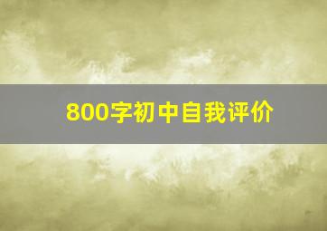 800字初中自我评价