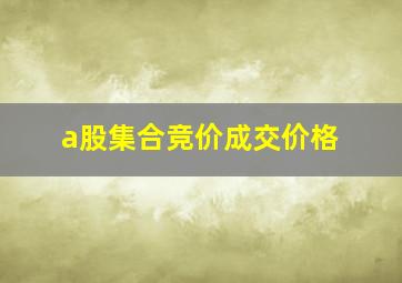 a股集合竞价成交价格