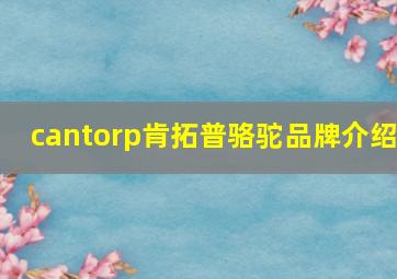 cantorp肯拓普骆驼品牌介绍