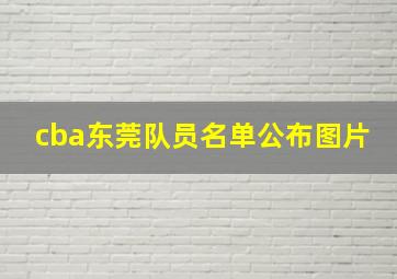 cba东莞队员名单公布图片