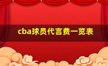 cba球员代言费一览表