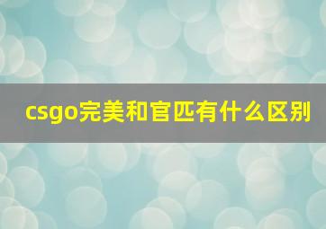 csgo完美和官匹有什么区别