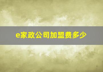 e家政公司加盟费多少