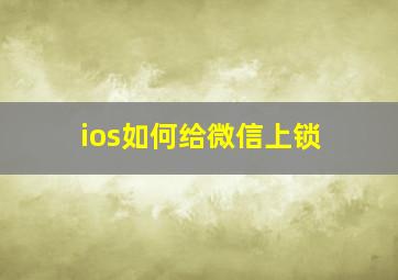 ios如何给微信上锁