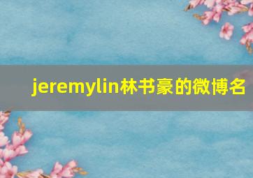 jeremylin林书豪的微博名