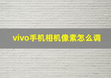 vivo手机相机像素怎么调