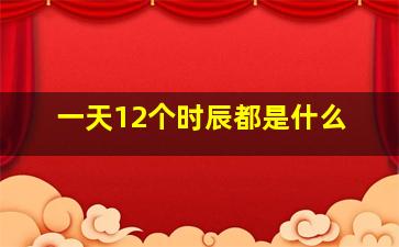 一天12个时辰都是什么