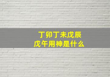 丁卯丁未戊辰戊午用神是什么