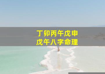 丁卯丙午戊申戊午八字命理