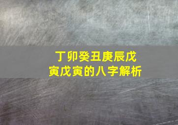 丁卯癸丑庚辰戊寅戊寅的八字解析