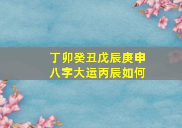 丁卯癸丑戊辰庚申八字大运丙辰如何