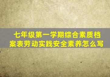 七年级第一学期综合素质档案表劳动实践安全素养怎么写