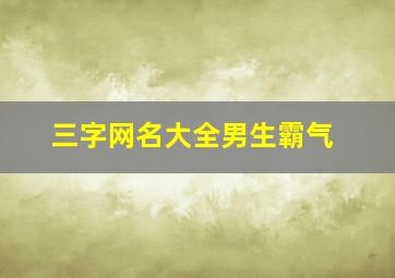 三字网名大全男生霸气