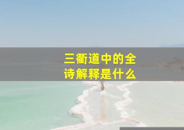 三衢道中的全诗解释是什么