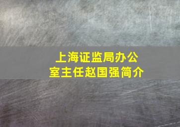 上海证监局办公室主任赵国强简介