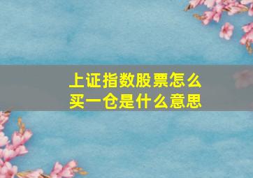 上证指数股票怎么买一仓是什么意思