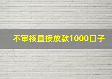 不审核直接放款1000口子