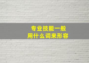 专业技能一般用什么词来形容