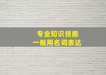 专业知识技能一般用名词表达