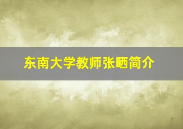 东南大学教师张晒简介